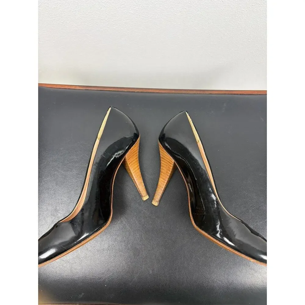 Robert Clergerie Paris Womens 6 B Black Patent Leather Pumps Heels France